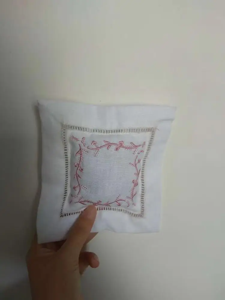 100% pure linen hand hemstitch custom embroidery lavender sachet bag/pillow