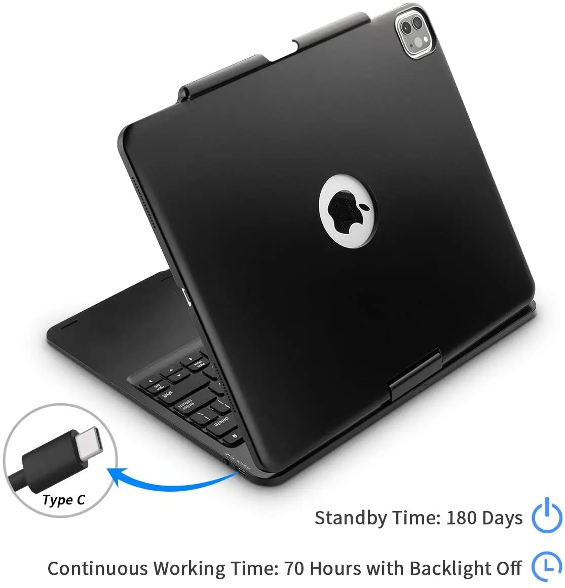 RGB-подсветка 2022 Abs жесткий чехол для ПК с клавиатурой Ipad 12 9 360 Вращающаяся