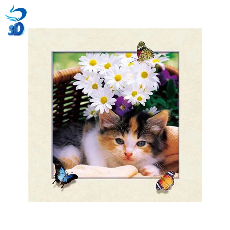 
5d lenticular printing for home decoration 3d picture of cat lenticular picture 