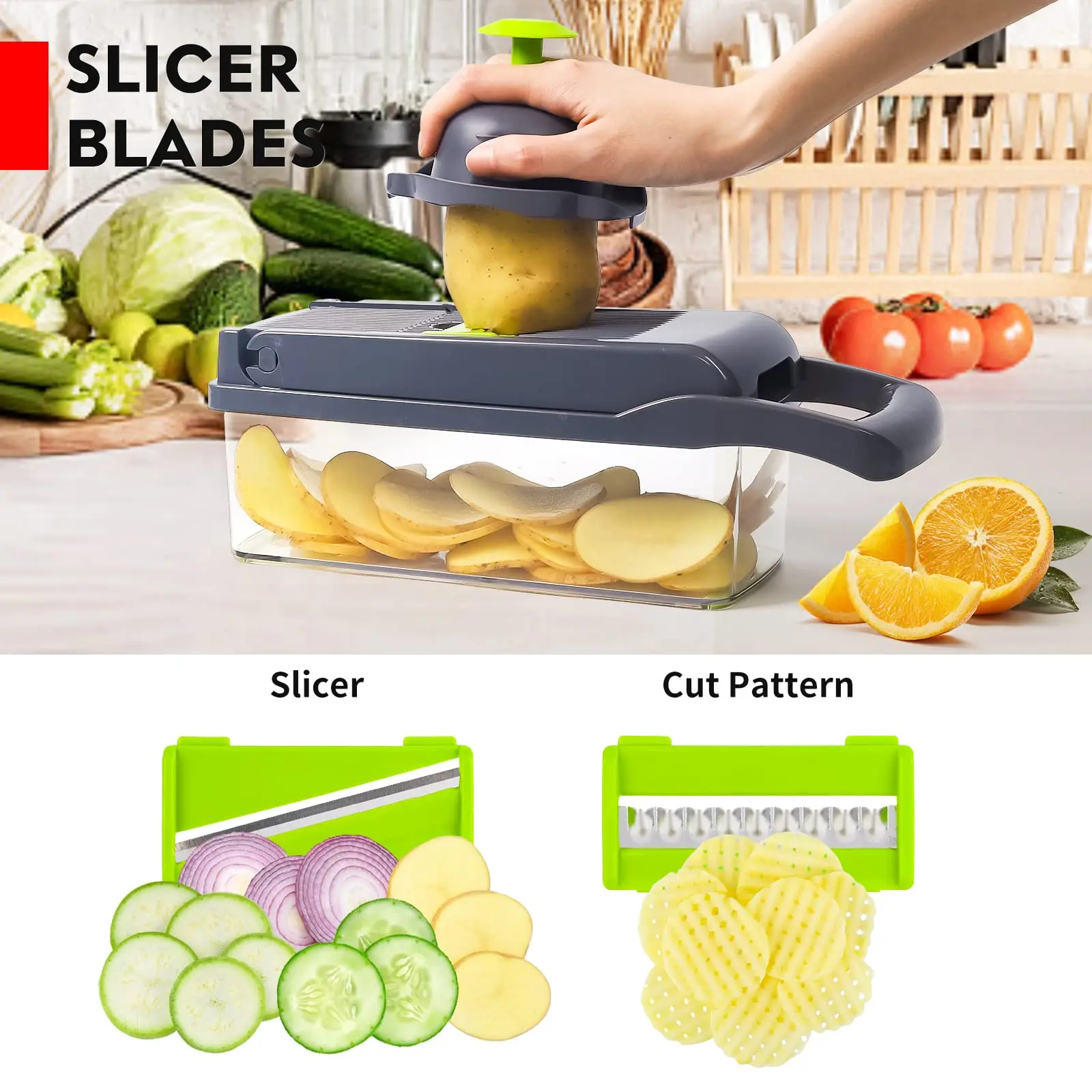 Wholesale Kitchen 14 16 In 1 Food Veggie Onion Chopper Slicer Multifunctional Manual Shredder Chopper Fruit And Vegetable Cutter