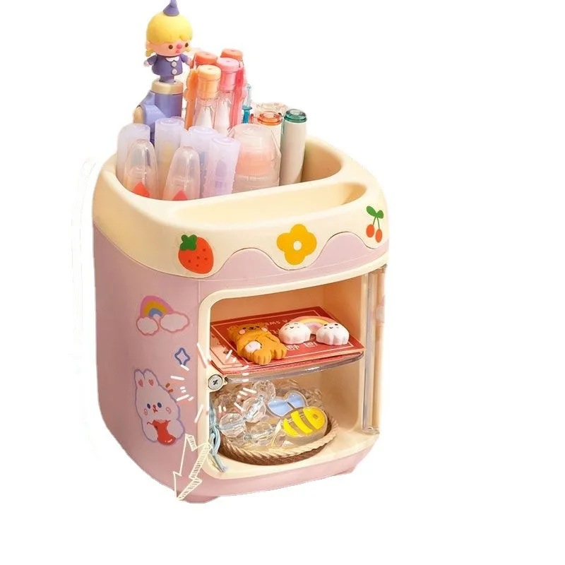 Spot New Products Cartoon Office Table Plastic Pen Holder Student Office Stationery Pig Nose Drawer Desk Organizer Pen Holder