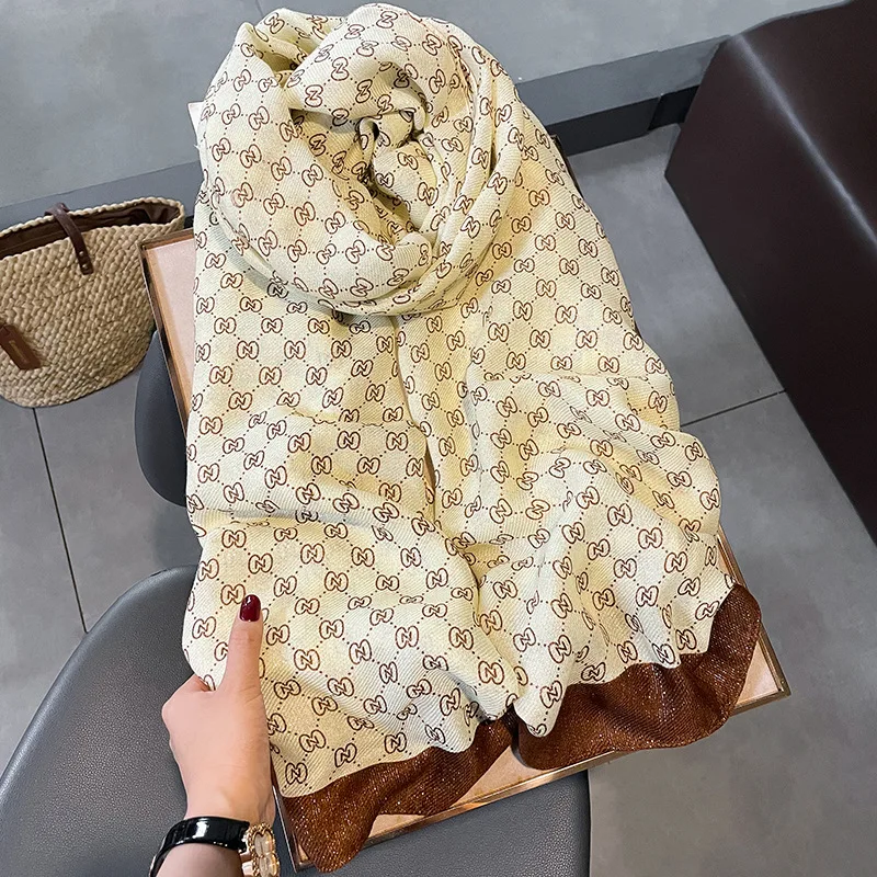 High Quality Newest Long Soft Cotton Viscose Print Scarf Shawl Ladies Brand Inspired Design Scarves Hijabs