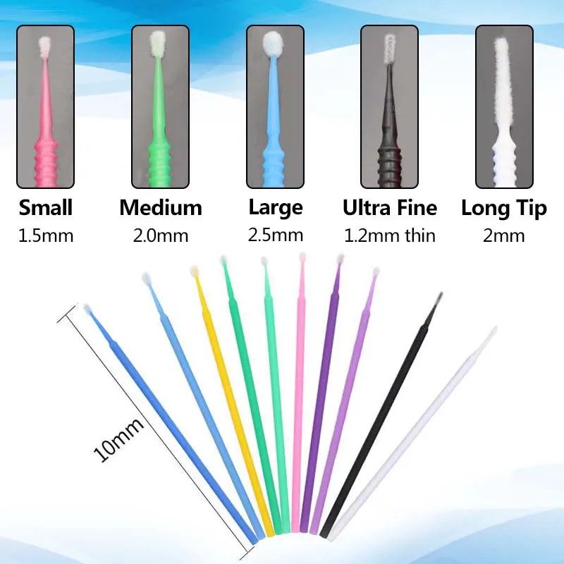 White Blue Pink Purple Super Fine Microbrush Tattoo Microblading Eyelash Different Size Micro Tip Applicator