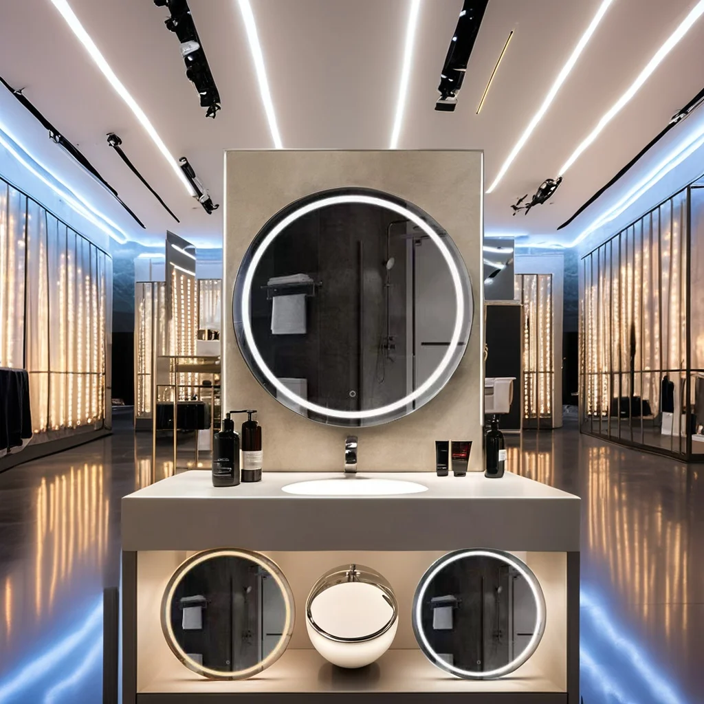 Bathnology Modern round Smart Backlit LED Wall Mirror Touch Switch Bathroom Makeup Mirror Wall Mounted