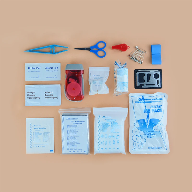Customized Wall Mount Plastic Hard Shell Bag 39Pcs Waterproof Emergency First Aid