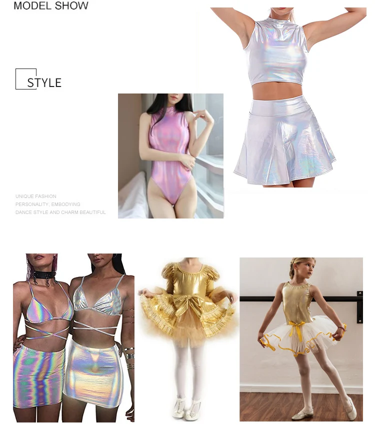 Free Sample Shiny Holographic Reflective Polyester Spandex Fabric for Swimwear