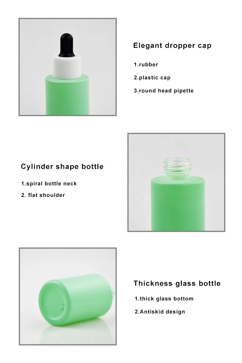 High End 30ml 40ml 50ml Press Button Glass Essential Oil Dropper Serum Foundation Bottle With Push Botton