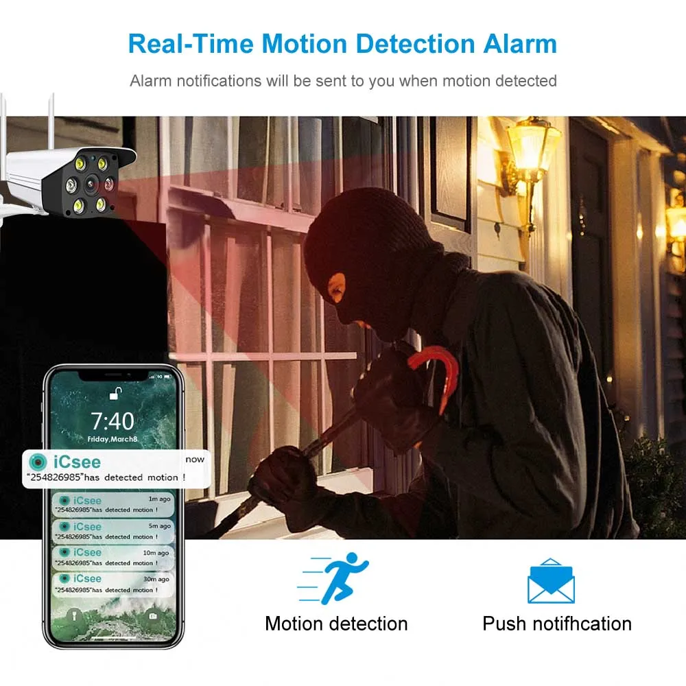 Qearim Xmeye smart home IP66 Waterproof outdoor mini wireless bullet camera icsee 2MP 3MP 5MP HD night vision bullet IP camera