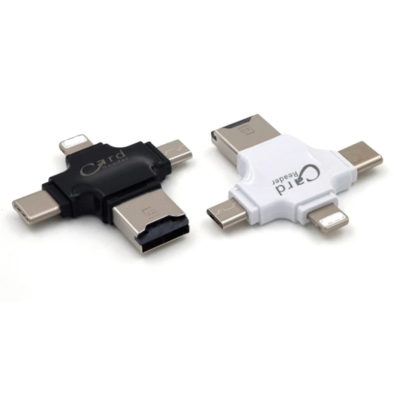  4 в 1 крестообразное очертание Type-C Micro USB адаптер OTG кард-ридер для смартфонов ноутбуков и настольных