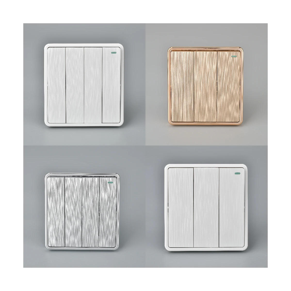 KLASS KS9 Series pc brushed UK double Wall Home Metal Switched socket Push Button 13A 250V Electric Socket with neon