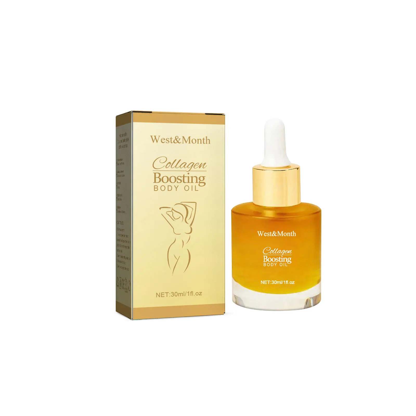 Private Label Oem WestMonth Collagen Boost Body Oil Moisturizes Skin Tighten Belly Arm Slimming