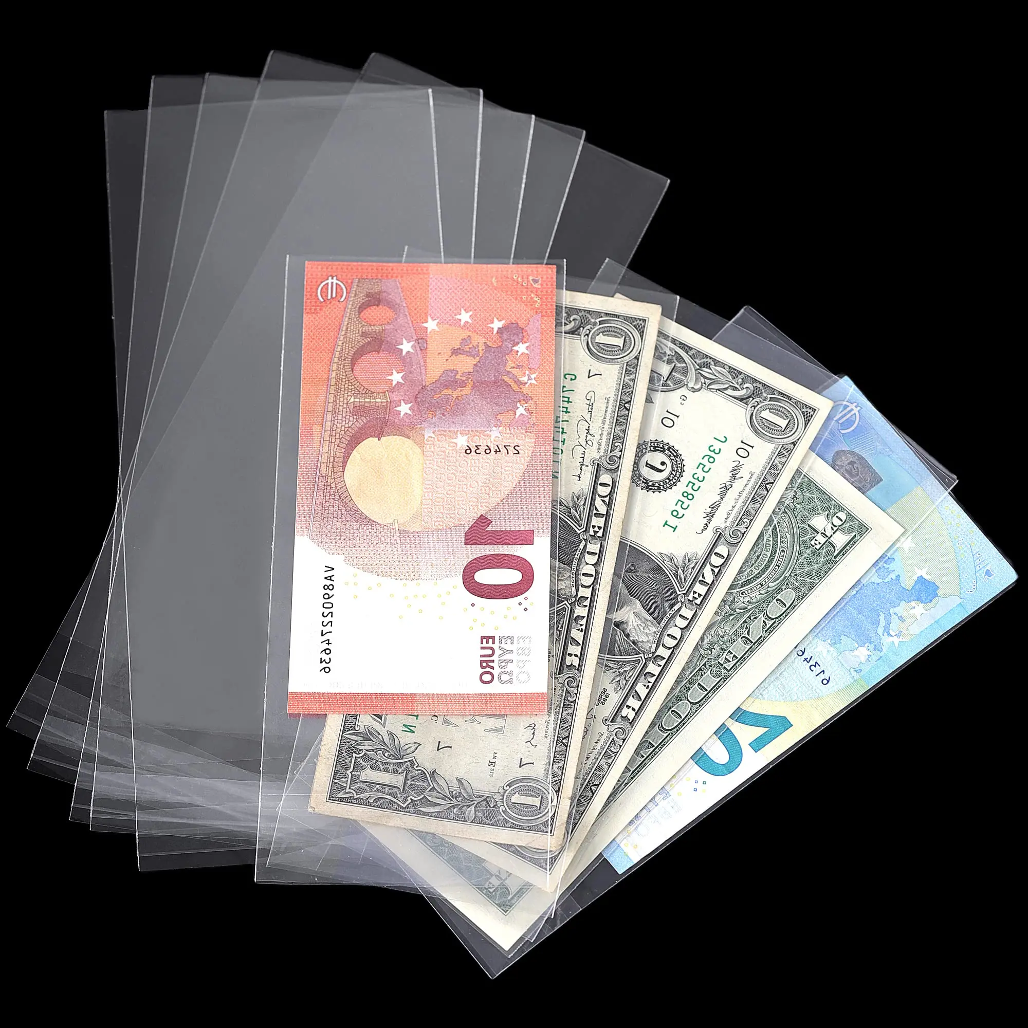 Clear Paper Money Holder Currency Sleeves Money Sleeve PP Material for Banknote Bill Trading Card Stamp