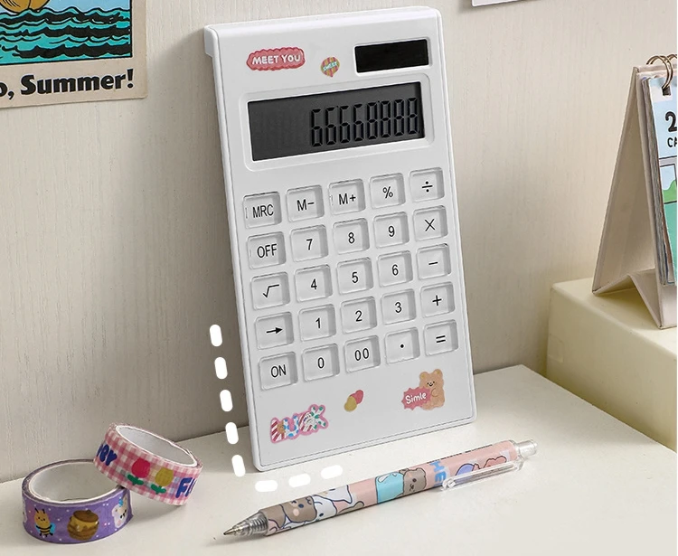 Small Portable Standard Calculator 12 Digit - Dual Power Handheld Desktop Calculator with Large LCD Display and Sensitive Button
