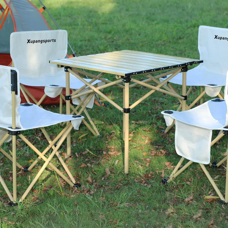 Hot Selling Aluminum Alloy Outdoor Camping Folding Table Chair Set Portable Lightweight Foldable Furniture For