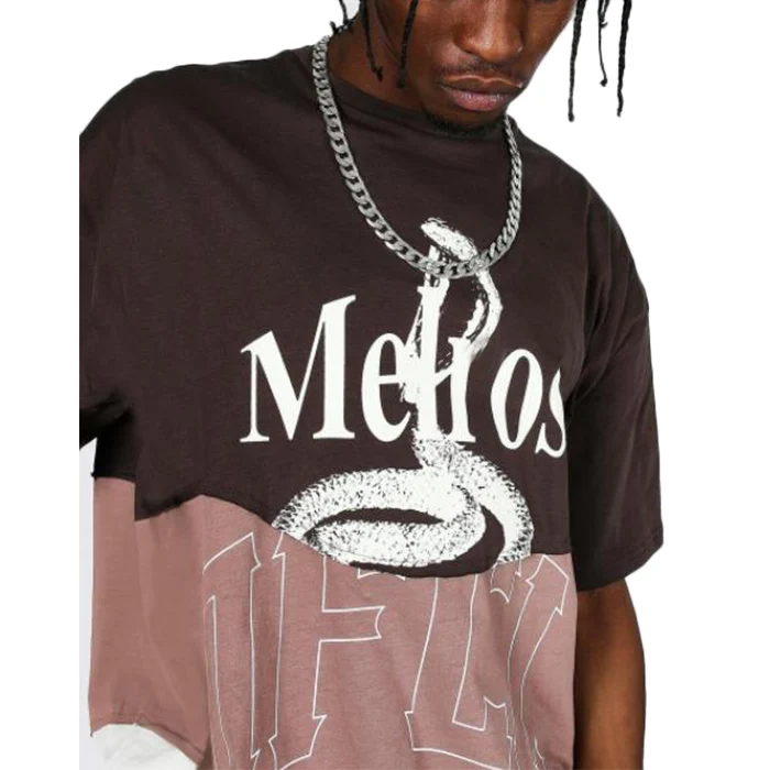 Multi design color cut and sew t shirt for men mix color oversized spliced t-shirt