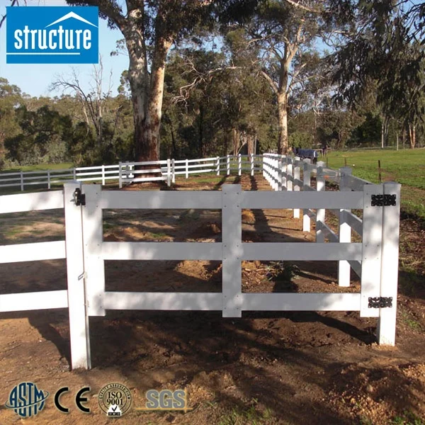 Cheap Plastic Ranch Vinyl Cattle Rail Fence Gate for Farm Yard