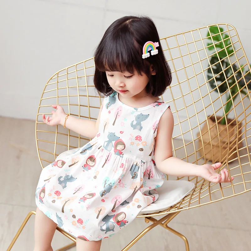 duoyingbao Wholesale 3 Years Baby Girl Dress Cotton Baby Dresses Girl Sleeveless Baby Girl Summer Dress