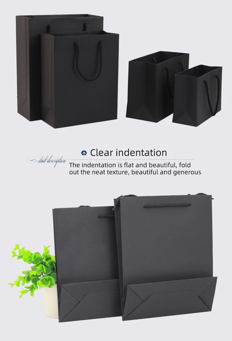 Black cardboard tote clothing shopping bag premium luxury paper bags
