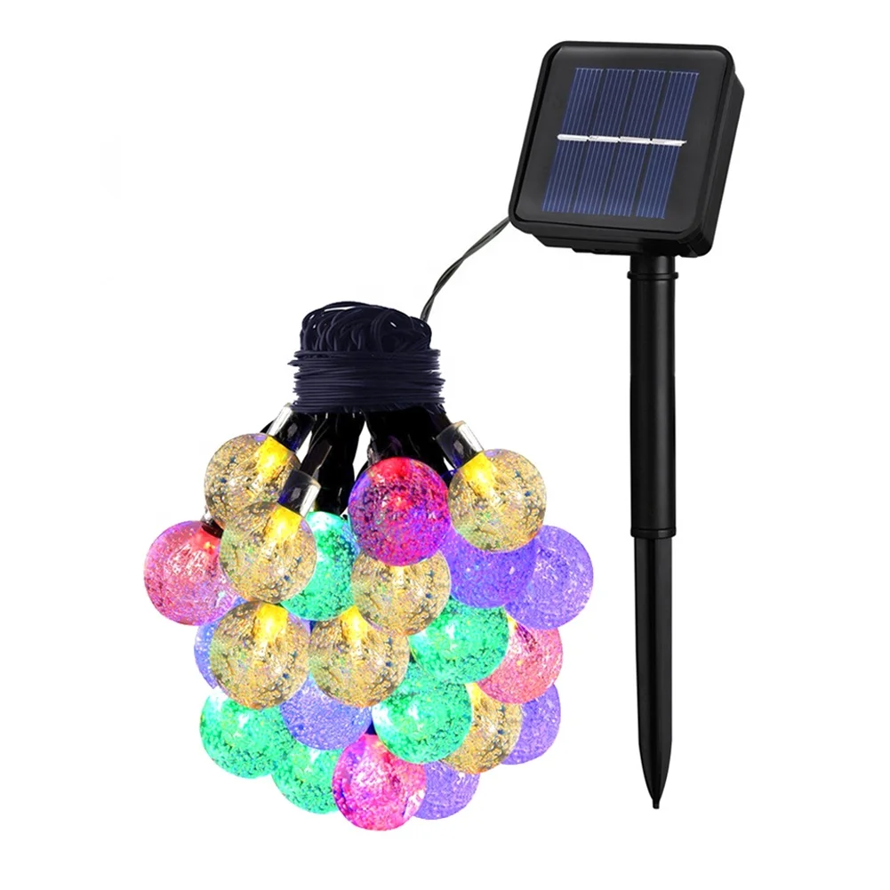 Outdoor Waterproof 5m Fairy Crystal Bubble Rgb Light String Christmas Garden Decoration 20 Led Solar Ball String Lights