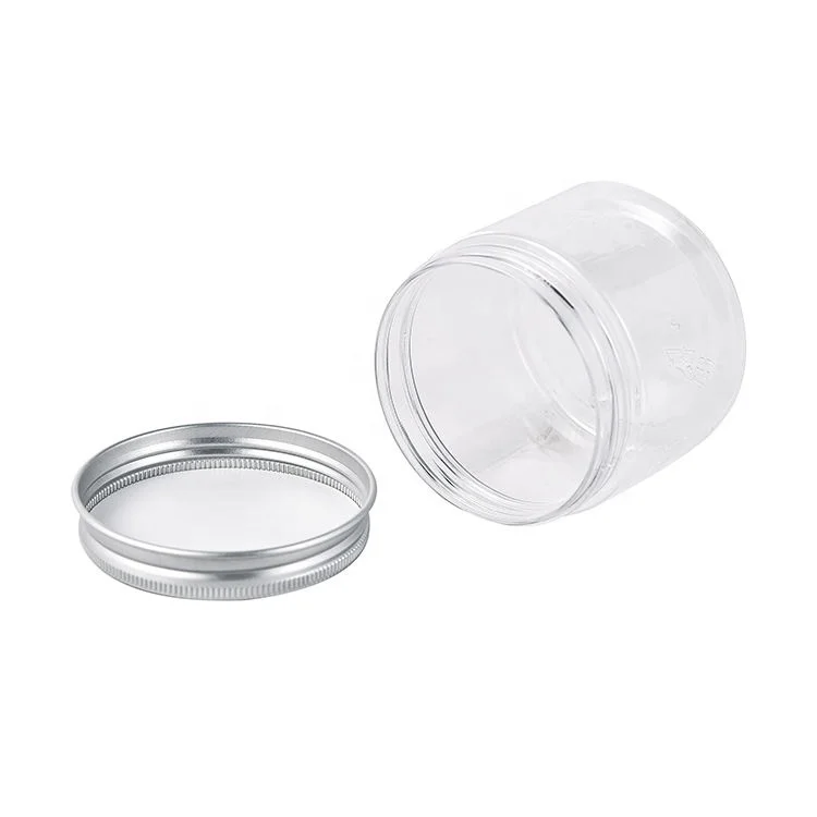 Empty Clear Wide Mouth Cosmetic Storage PET Plastic Jars with Screw Lid