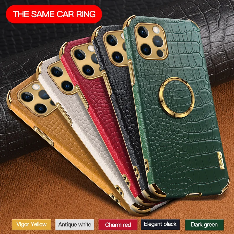 Crocodile Leather Strap Holder Case For iPhone 12 11 Pro Max XR X XS Max 7 8 Plus Case For iPhone 12 Mini SE 2020 Phone Cover