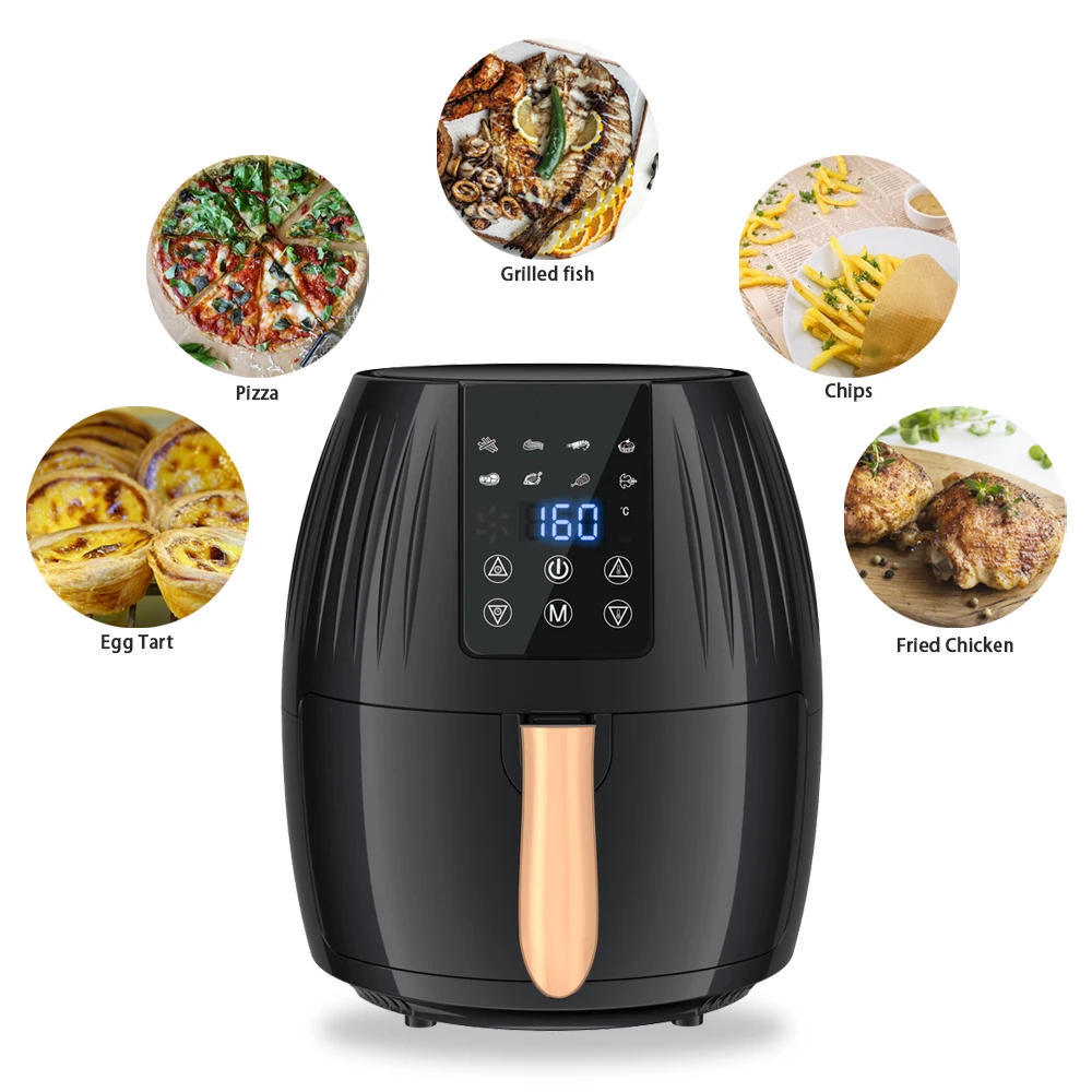 2024 New Arrival Hot Sale 5L 5.5L Large Electric Cooking Oven Digital Smart Home Kitchen Healthy Deep Free Air Fryer Without Oil