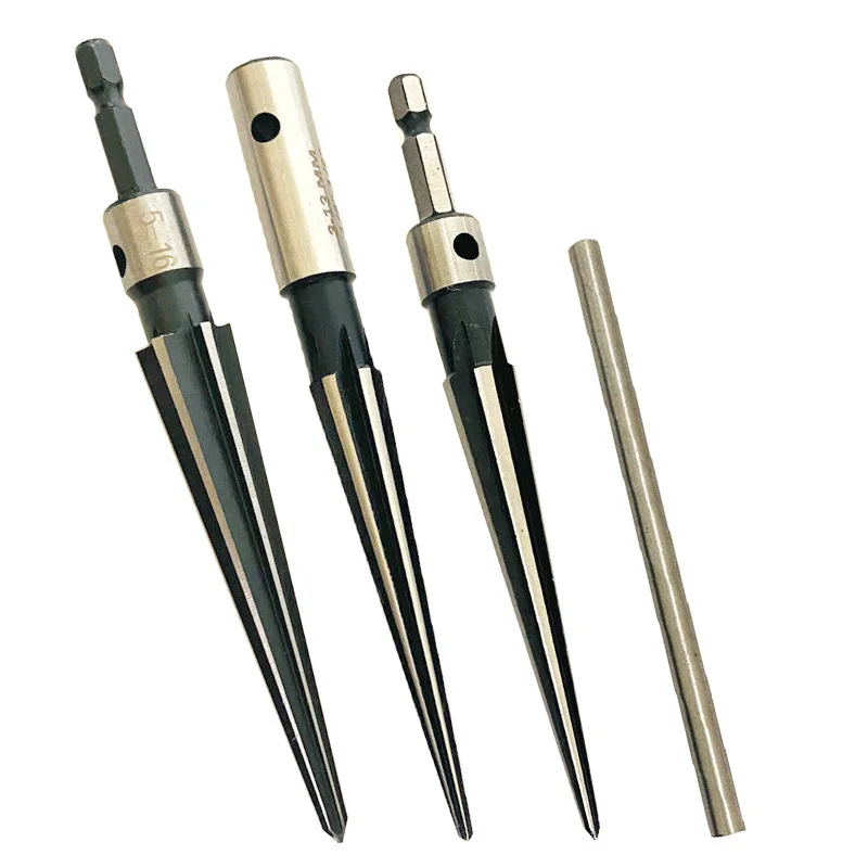 Remove Burrs Tapered Reamer  with T-Handle Round or Hex Shank 5-16mm T Shaped Woodworking Board Tapered Chamfering Drill
