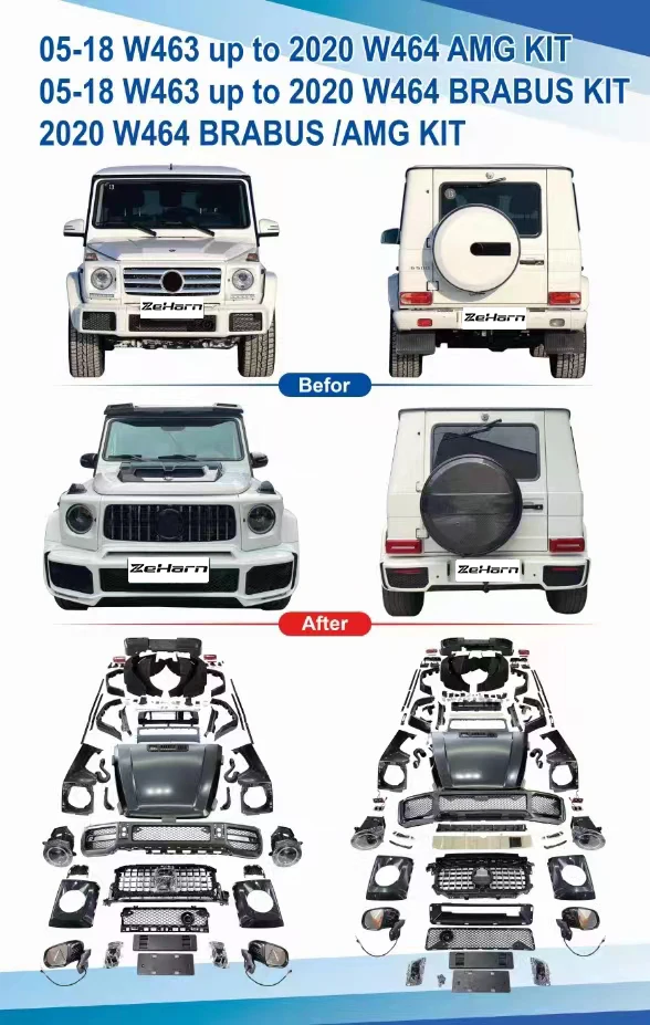 G Class W463 Upgrade to W464 B Style Body Kit Car Accessories Bumpers Fenders Facelift body kit for Mercedes-benz Plastic