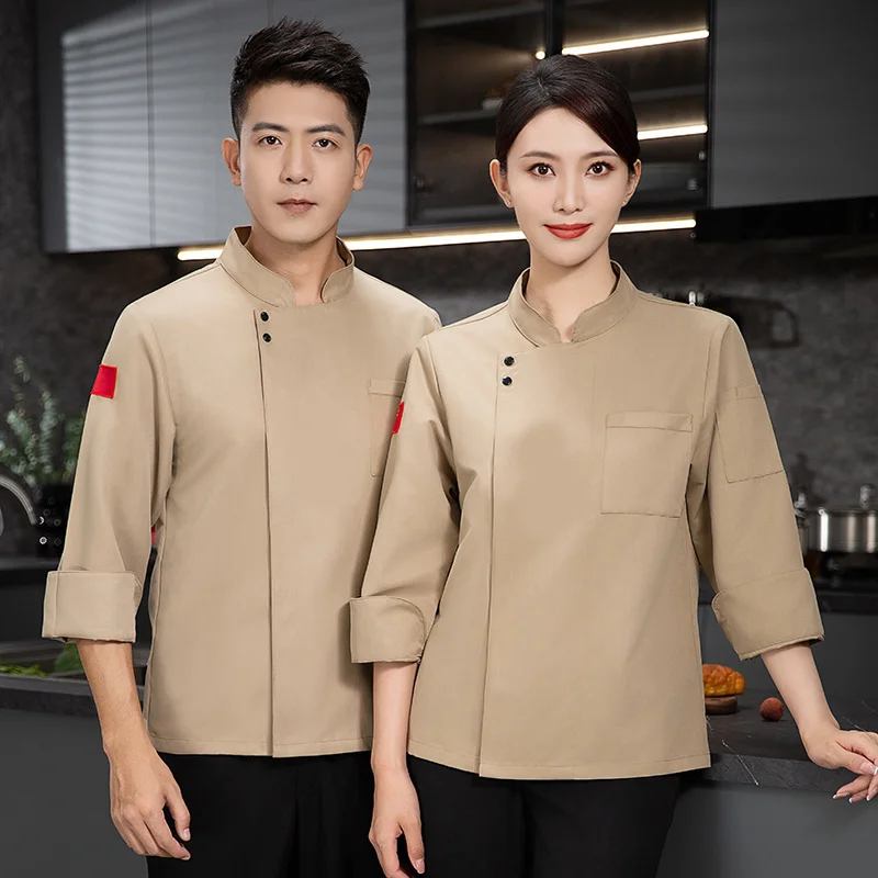 Oversized set Chef work uniform long sleeved mens womens autumn winter breathable back kitchen short sleeved uniform