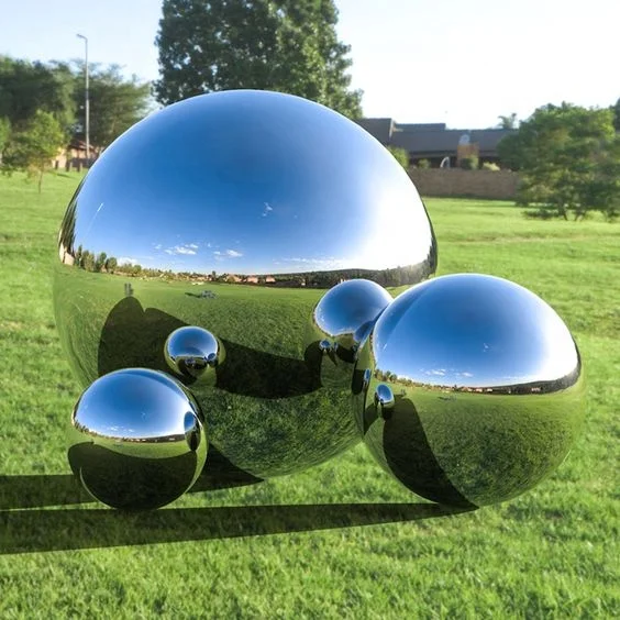 Decoration metal silver outdoor stainless steel hollow orb garden stainless steel mirror gazing ball