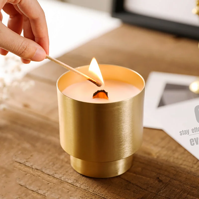 Luxury Aluminum candle jar Metal votive candle holder Gold black empty cup container for candle making