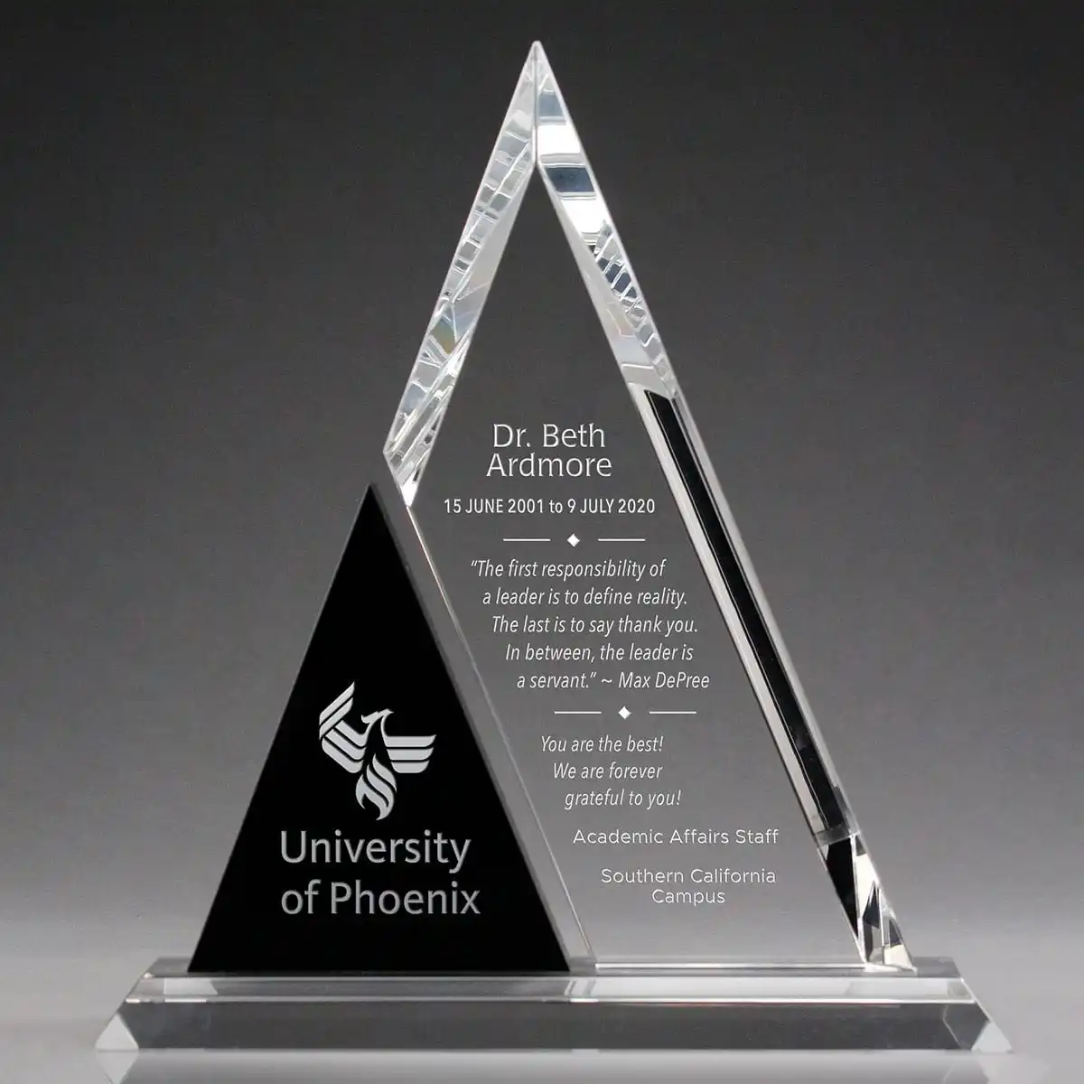 Wholesale Factory Triangle Acrylic Award Trophy Custom Shape Award Trophy