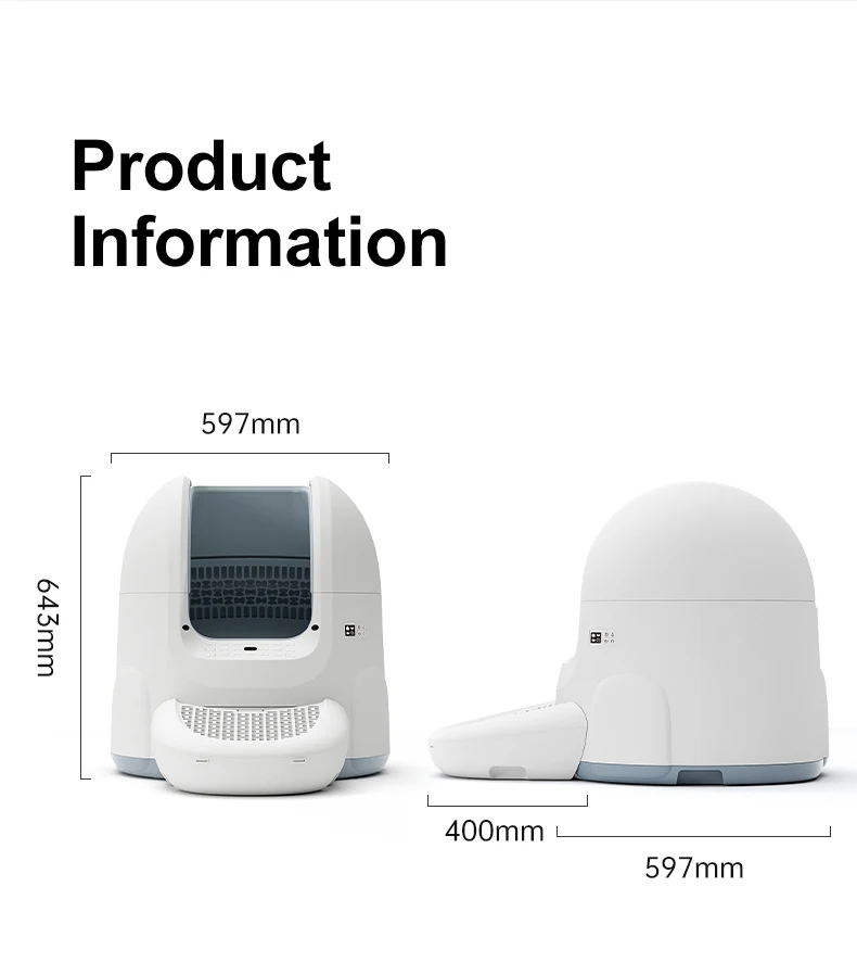 Self Cleaning Cat Litter Box, Large Automatic Cat Litter Box With App Control 2.4Ghz Wi-Fi Supported Smart Litter Box For Cats