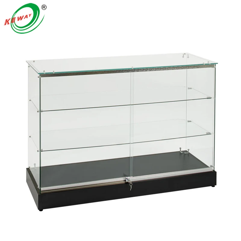 Custom High Quality Frameless Full Vision Product Display Glass showcase Counter