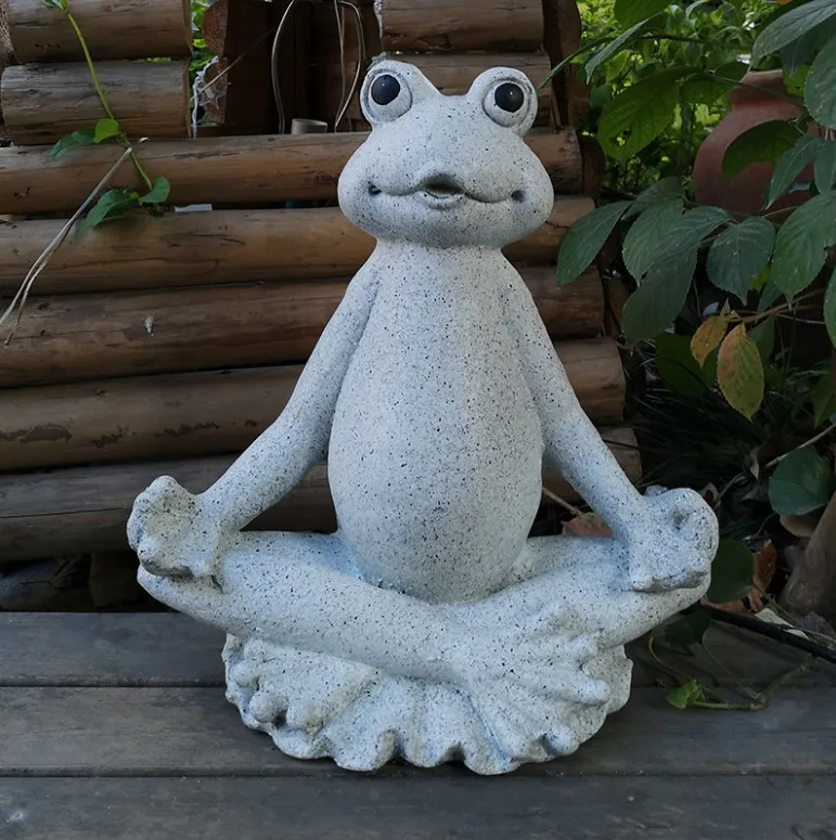 Wholesale resin Yoga Frog for Garden decoration Statues Boat Pose Frog garden frog statue