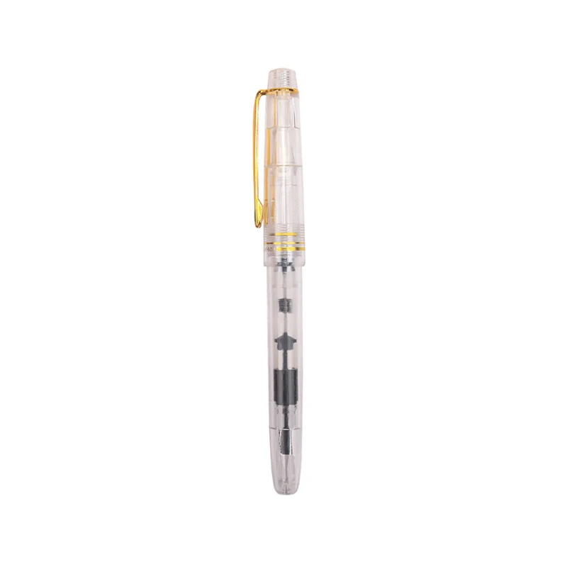 Transparent Different Nib Piston Filling Fountain Pen  Fine Nib Gold Trim Marker Nib Calligraphy Soft Brush Pen Set