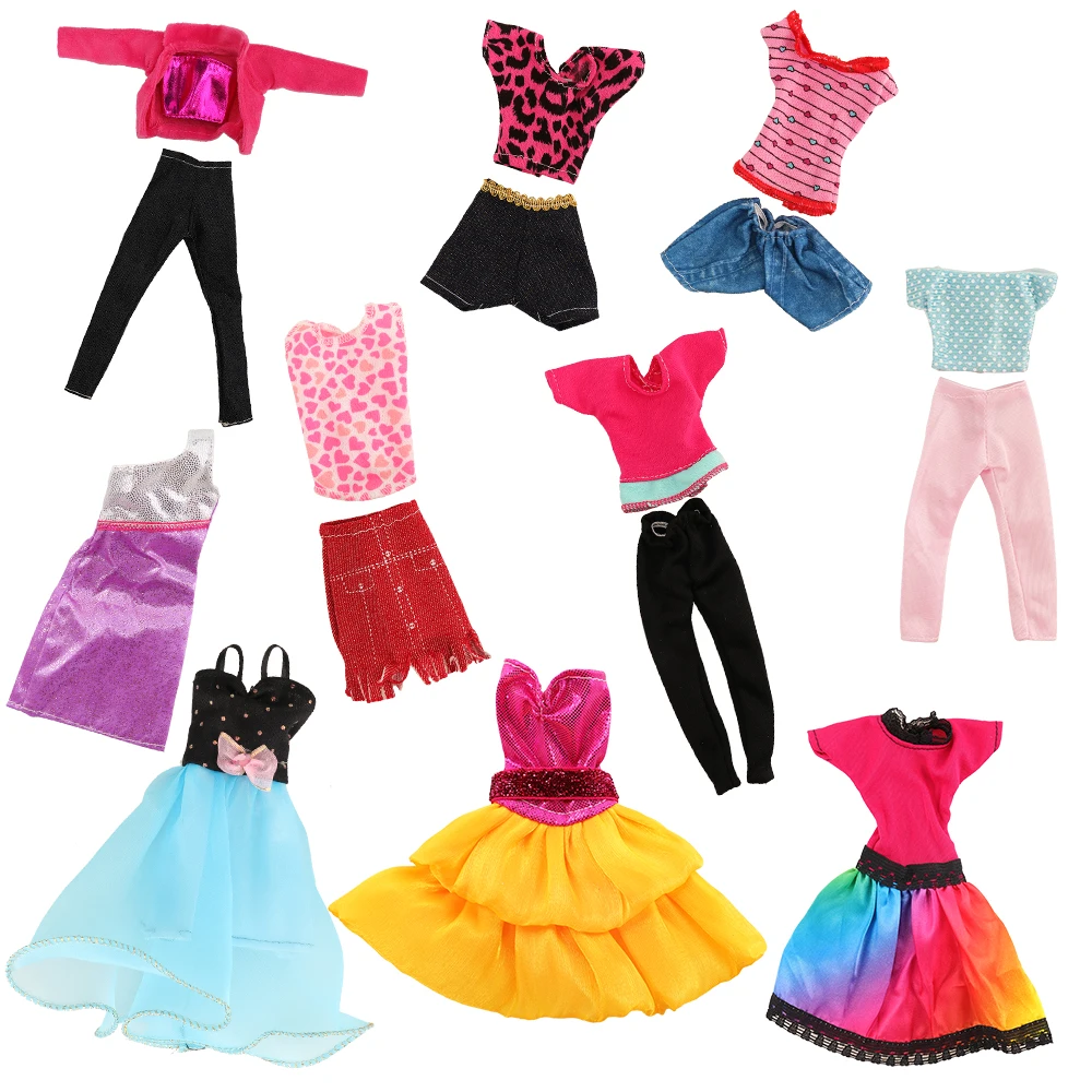 Cheap Fashion 30 Items/Set Doll Accessories=5 Dresses+5 Tops Pants+10 Hangers+10 Shoes For 11.5inch30cm Girl Doll Girl Toy Gift