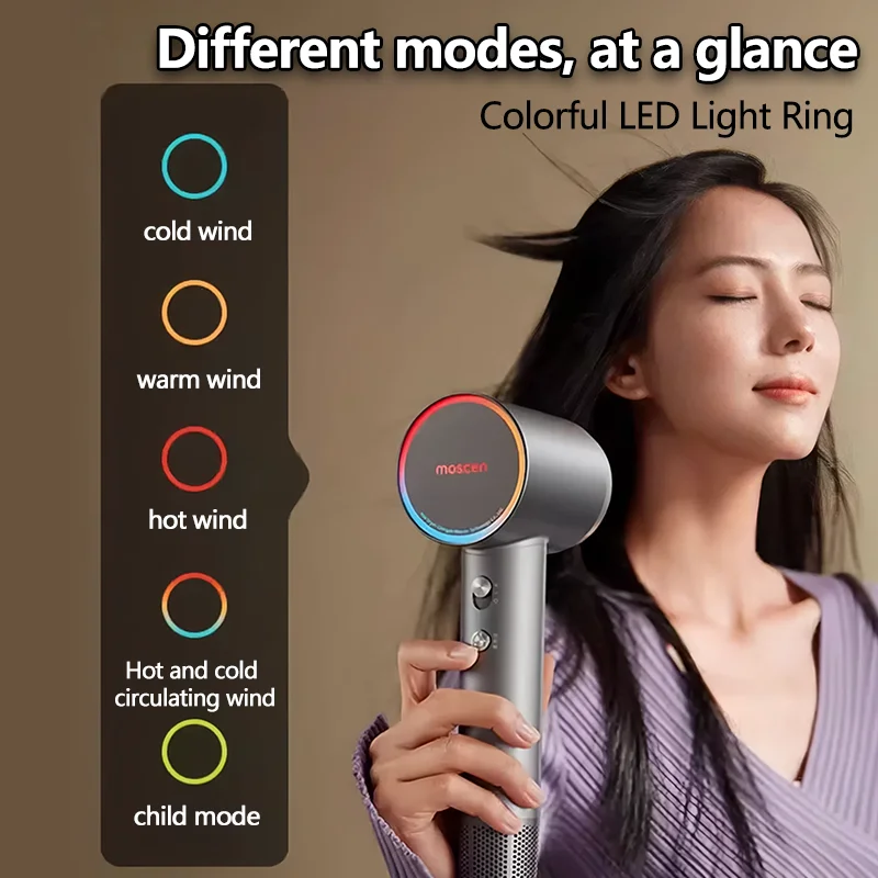 Portable Negative Ion Hair Dryer 0 Radiation Low Noise for Children Pet 1600W High-Speed Professional Hair Blow Dryer