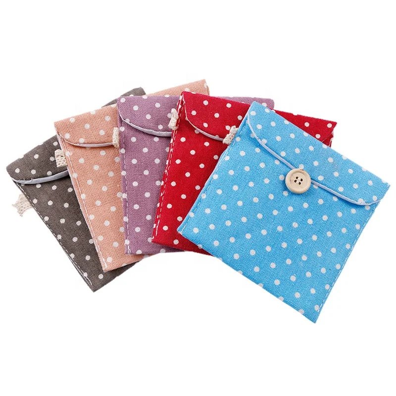 Маленькие женские хлопковые косметички для девочек, органайзер для салфеток в горошек, гигиенические салфетки, прокладки для переноски, сумка, сумка