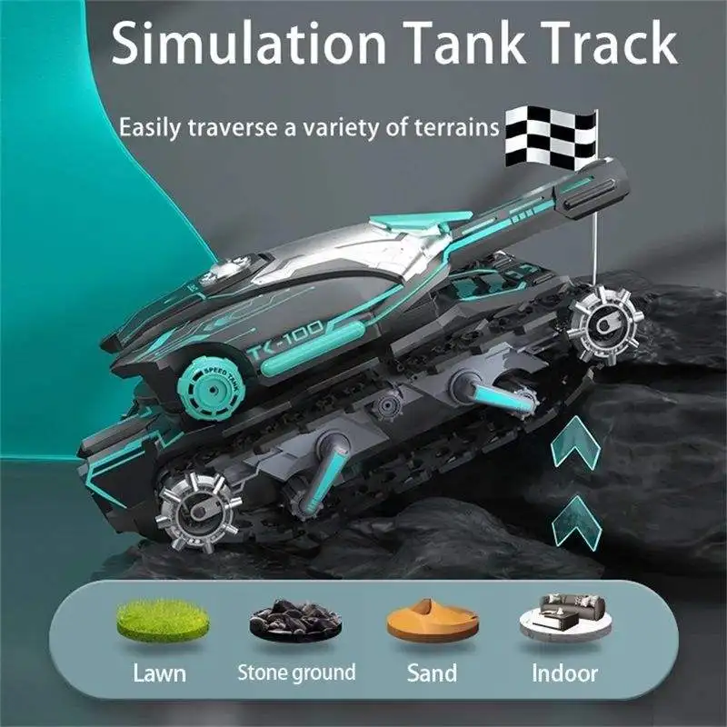 2.4G rc Tank 4WD Gravity Watch RC Vehicle With Light Music 360 Rotate Stunt Car water bomb Shooting vehicle Toys