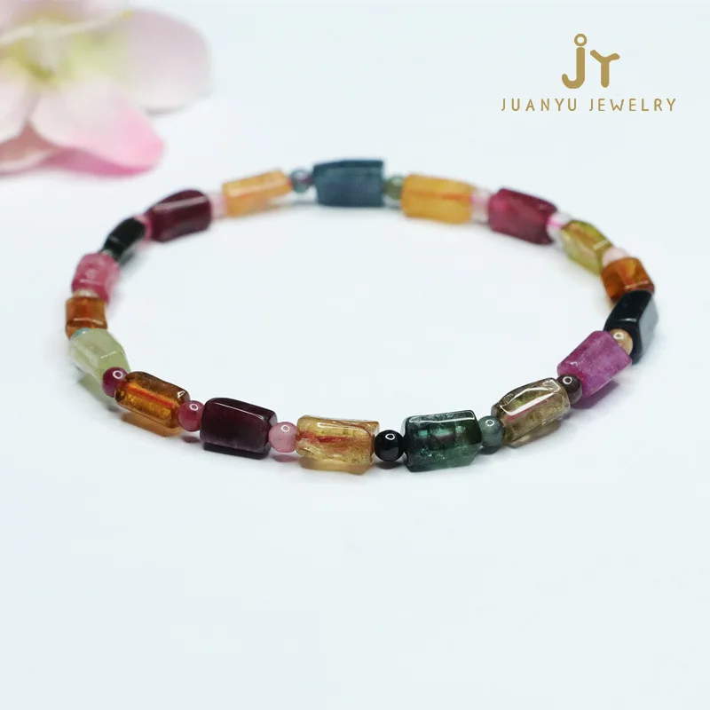 Wholesale precious stone jewelry crystals jade tourmaline Beaded Bracelets  handmade gemstones luxury jewelry  Crystal Beads