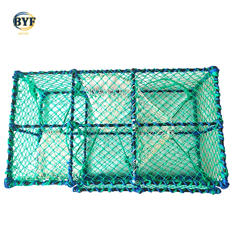 wholesale Folded Hexagon Fishing Net Shrimp Baits Cast Mesh Trap Aquaculture fish cage crab trap