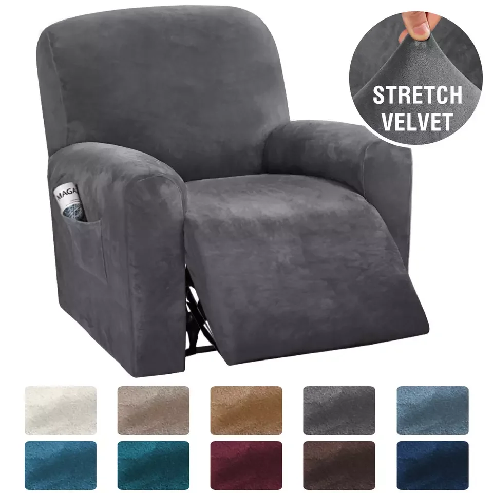 High quality spandex  single  velvet recliner home burgundy sofa cover with stretch recliner sofa cover set