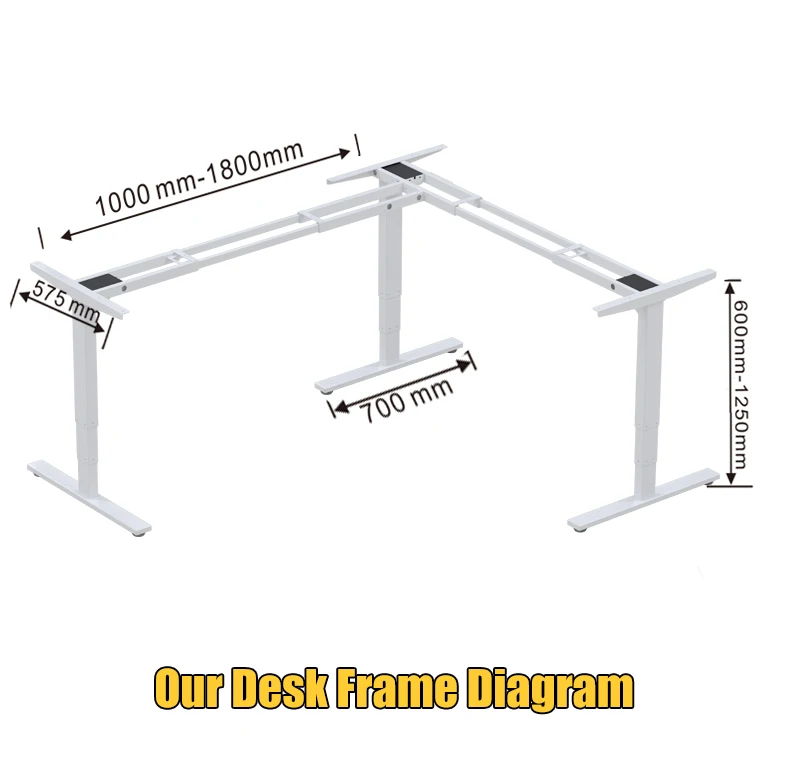 
3 Legs L Shape Ergonomic Executive Height Adjustable Standing Desk 