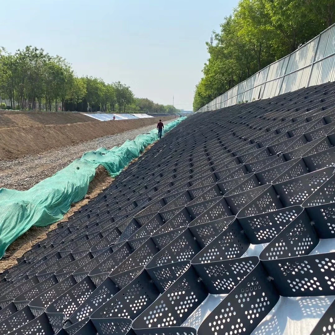 Ground stabilizer geocell retaining wall HDPE geocell slope protection geocell for road
