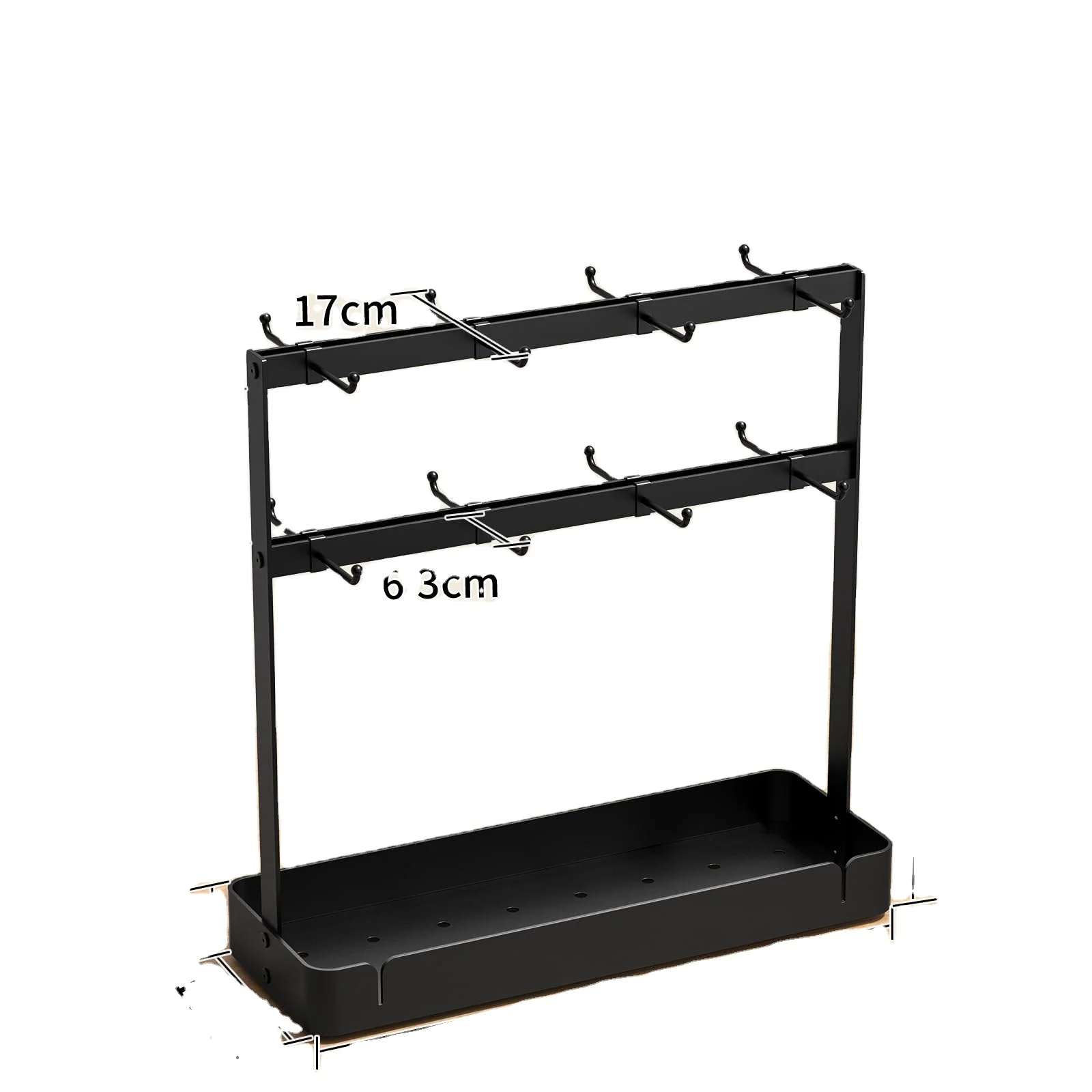 Coffee Mug Holder With Movable Hooks,16 Capacity Coffee Cup Holder For Countertop,2 Tier Mug Tree Holder Rack