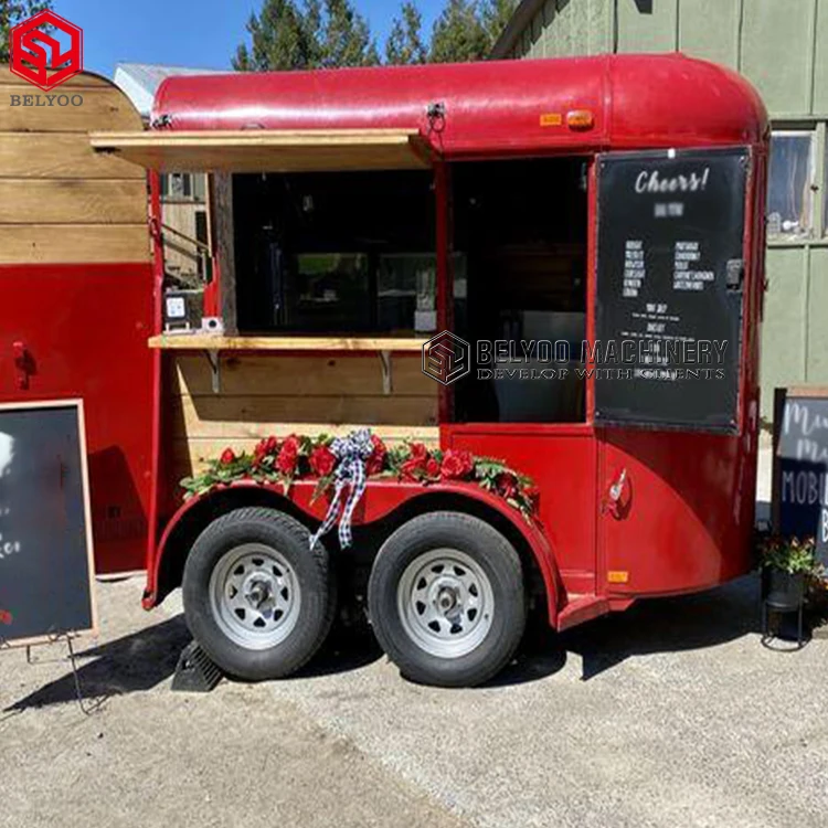 2024 Vintage Food Trailer Concession Stand Ice Cream Truck Mobile Bar Coffee Cart Mobile Kitchen Horse Trailer