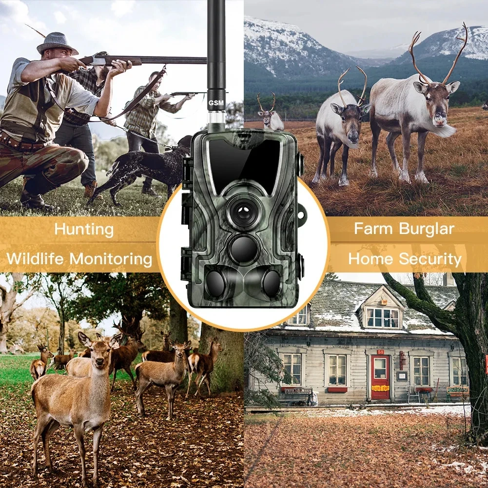 FTP SMTP MMS SMS 20MP 1080P Wireless Cellular Wildlife Surveillance Cameras 4G Hunting Trail Camera With 20MP 1080P Night Vision