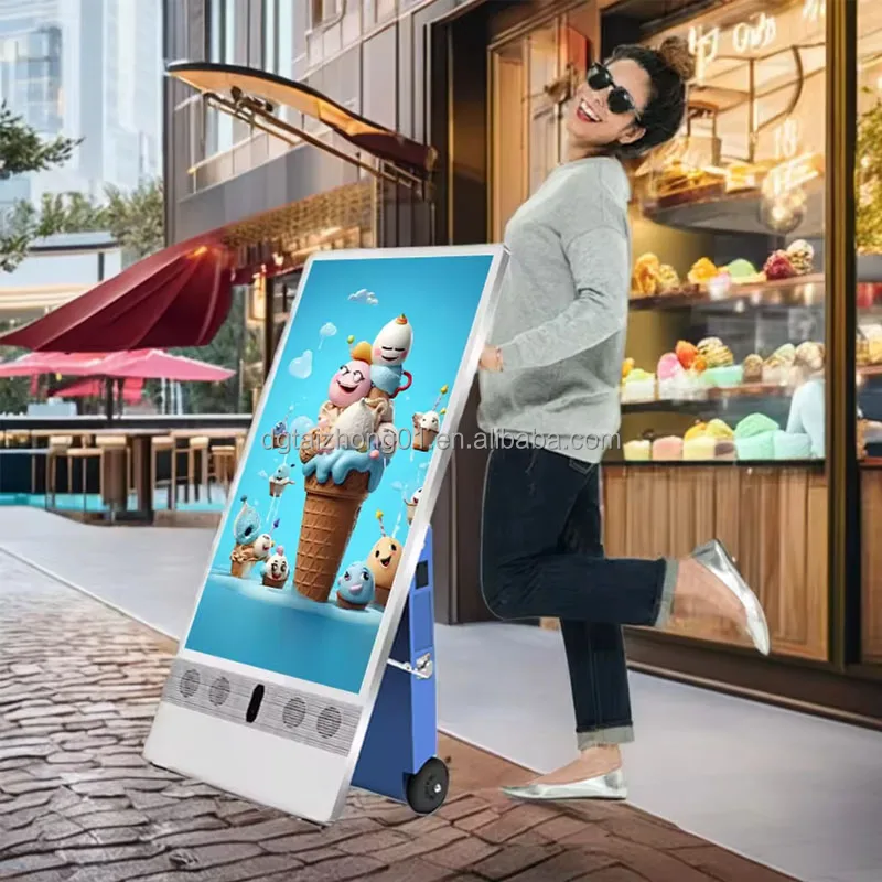 43 Inch Waterproof Sun Readable Tv Kiosk Ip65 1500 Nits Advertising Battery Outdoor Totem Screen Lcd Portable Kiosk Touch Kiosk