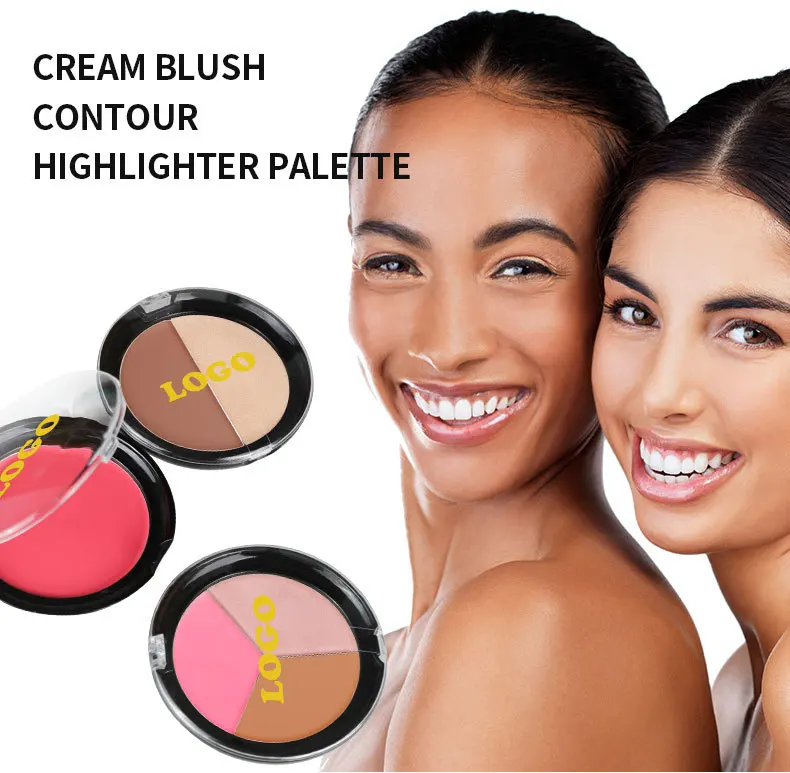 diy contour blusher highlighter pressed powder all in one Custom Light weight Rose Vegan Private Label Magic Rouge coral powder